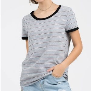 Grey stripe tee